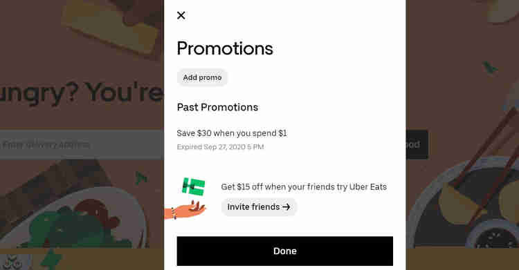 uber eats promo code $50 in app