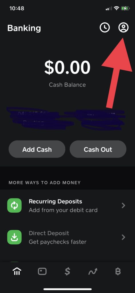 app showing profile in the Cash App